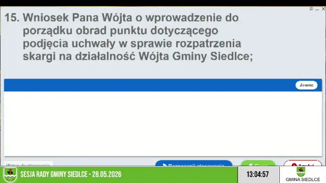 Sesja Rady Gminy Siedlce on 28-May-26-10:54:55