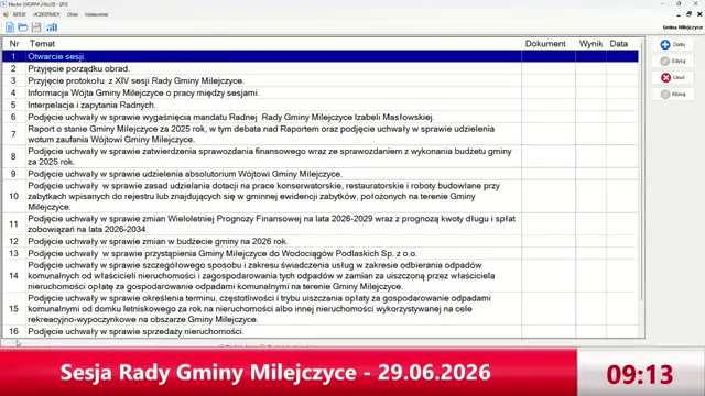 Sesja Rady Gminy Milejczyce  on 29-Jun-26-07:03:24