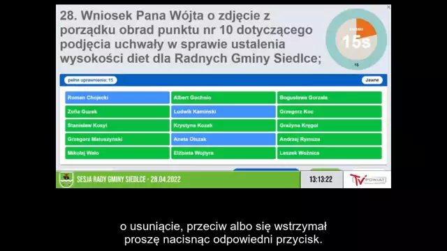 Sesja Rady Gminy Siedlce – 28.04.2022-NAPISY