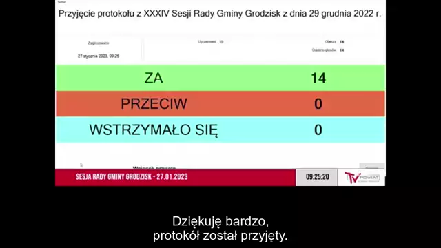 Sesja Rady Gminy Grodzisk – 27.01.2023 / NAPISY
