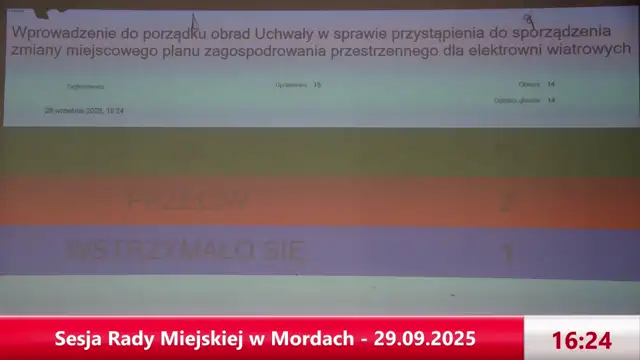 Sesja Rady Miejskiej w Mordach - 29.09.2025
